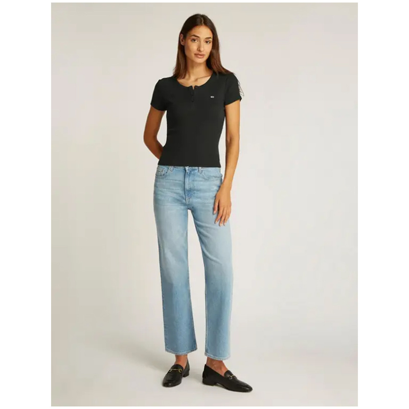 TOMMY JEANS Slim button rib c-neck ss